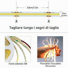Carica l'immagine nel visualizzatore di Gallery, GOMING 24V 10M COB Striscia LED Bianco Caldo 3000K CRI 93+ 6300lm