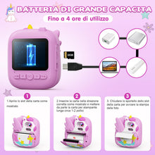 Carica l'immagine nel visualizzatore di Gallery, CAMCLID Macchina Fotografica Bambini Istantanea, 2,4 Pollici Digitale Fotocamera Bambini con 32GB Scheda e Carta Fotografica per Stampa, Regalo di Natale per Bambini dai 3-12 Anni (Viola)