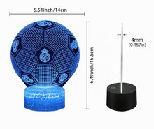 Carica l'immagine nel visualizzatore di Gallery, Calcio Lampade 3D Illusione Ottica Luce Notturna per Bambini, Telecomando 16 Cambia Colore Dimmerabile, Regalo Compleann