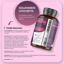 Carica l'immagine nel visualizzatore di Gallery, Acido Ialuronico Vegano, 600mg, 120 Capsule, 1 al Giorno, 500-700 kDa