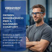Carica l'immagine nel visualizzatore di Gallery, GENYED Occhiali Protettivi da Lavoro, Certificati CE EN166, Occhiali di Sicurezza con Lente Antigraffio Antiappannante U