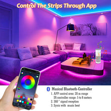 Carica l'immagine nel visualizzatore di Gallery, Striscia LED 5M Bluetooth, ALED LIGHT Strisce Luci Led RGB 5050 SMD con DC 12V Alimentatore e 44 Tasti Telecomando e Ric
