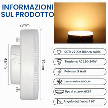 Carica l'immagine nel visualizzatore di Gallery, Akynite GX53 LED 9W Luce Calda 2700K, 800LM, sostituire Lampada CFL &amp; Alogeno, AC 220-240V, Non Dimmerabile, Faretti LED