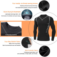 Carica l&#39;immagine nel visualizzatore di Gallery, Smatstyle Maglietta Compressione Uomo Traspirante da Asciugatura Rapida Maglia Termica Manica Lunga per Allenamento Palestra Corsa (IT, Testo, L, Regular, Regular, Nero)