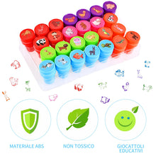 Carica l&#39;immagine nel visualizzatore di Gallery, Faburo 26Pz Timbri Bambini Sigillo Animale, Cartoni Animati Kit Set di Strumenti Auto Inchiostrazione Timbri, Regali per Feste per Bambini