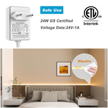 Carica l'immagine nel visualizzatore di Gallery, WOBSION Striscia LED Cucina COB 5 Metri Dimmerabile con RF Telecomando,Bianco Naturale Strisce Kit 4000K per Festa,la Casa,Bar,Camera e Armadio,24V GS Alimentatore Luminoso Luci da 320LEDs/M,CRI90+