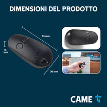 Carica l'immagine nel visualizzatore di Gallery, CAME Telecomando TOP bicanale nero a codice fisso multiutenza con funzione di autoapprendimento per una facile configura