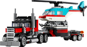 LEGO Creator 3 in 1 Autocarro con Elicottero, Giochi per Bambini e Bambine da 7 Anni, Camion Giocattolo Ricostruibile in Aereo e Cisterna o in Auto da Corsa e SUV, Idea Regalo di Compleanno 31146