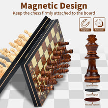 Carica l&#39;immagine nel visualizzatore di Gallery, Aissom Scacchiera in Legno,2 in 1 Scacchiera Pieghevole,Magnetici Scacchi, Backgammon con slot di archiviazione, Dama per Bambini e Adulti Feste (29 * 29cm)