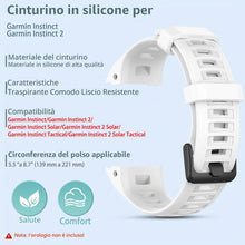 Carica l'immagine nel visualizzatore di Gallery, Cinturino di ricambio per smartwatch da 22 mm, compatibile con Garmin Instinct/Instinct 2/Solar/2 Solar, regolabile, spo