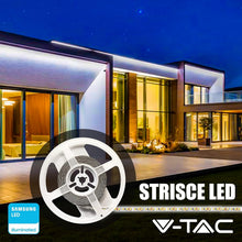 Carica l'immagine nel visualizzatore di Gallery, V-TAC Striscia Led da Esterno IP65 Impermeabile 11W - 5 Metri di Lunghezza - SMD 5050 Alta Luminosità - Strisce Led - Strip Adesiva e Copertura in Silicone - 12 Volt - Luce 4000K Bianco Naturale