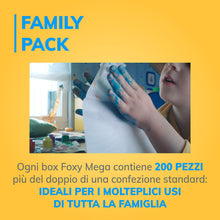Carica l'immagine nel visualizzatore di Gallery, Foxy Mega | Fazzoletti in scatola | 8 Box da 200 fazzoletti 2 veli | 4 colori assortiti | Carta 100% certificata FSC® | 