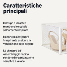 Carica l'immagine nel visualizzatore di Gallery, Amazon Basics Scatole per scarpe impilabili e pieghevoli, formato grande, confezione da 12, Trasparente