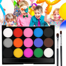 Carica l'immagine nel visualizzatore di Gallery, URAQT Body Painting, 15 Colori Face Painting, Pittura Corpo con 32 Stampini e 2 Pennelli, Coloranti Naturale e Sicuro, Feste, Trucco Make-up, Halloween