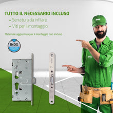 Carica l'immagine nel visualizzatore di Gallery, Amig - Serratura per Porte Antincendio senza Funzione Antipanico - Mod. 6572 - Misure 65 x 72 mm - Con Doppio Dado e Dop