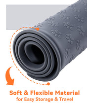 Carica l'immagine nel visualizzatore di Gallery, PETTOM Tappetino Sottociotola in Silicone per Cani Gatti, 60x40cm Tappetini Antiscivolo per Ciotola di Cibo per Animali Domestici Cane, Impermeabile Bordo Rialzat per Ciotole Proteggere Il Pavimento