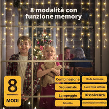 Carica l'immagine nel visualizzatore di Gallery, SALCAR Tenda luminosa LED 6 x 1 m bianco caldo, 9 modalità
