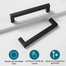 Carica l'immagine nel visualizzatore di Gallery, Vortix 15 maniglie per mobili in acciaio inox nero opaco, distanza tra i fori di 160 mm, design moderno, per mobili da c