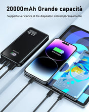 Carica l'immagine nel visualizzatore di Gallery, Power Bank 20000mAh PD3.0 QC4.0 22,5W Powerbank Ricarica Rapida, Ingresso e Uscita USB C Caricatore Portatile Powerbank Con Display LCD per Smartphone smartwatch ecc