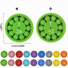Carica l'immagine nel visualizzatore di Gallery, 9 Pezzi Mathe Fakten Fidgets Spinners Kit, Moltiplicazioni Divisioni Math Fact Spinners Fidgets, Mini Giocattolo Math Sp
