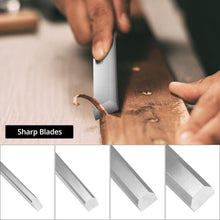 Carica l'immagine nel visualizzatore di Gallery, QWORK® 4 Pezzi Scalpelli per Legno 6, 12, 19, 24mm, Set Scalpelli Scalpelli per Legno Professionale con Robusto Cappucci