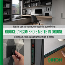 Carica l'immagine nel visualizzatore di Gallery, FANTON 47403 Multipresa SLIM 1,5 metri 3 prese bipasso, interruttore di sovraccarico con spina piccola CLOCK utile per p