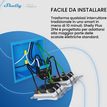 Carica l'immagine nel visualizzatore di Gallery, Shelly Plus 2PM interruttore Relè Wi-Fi a 2 canali, consente controllo di luci e interruttori o apertura e chiusura di t