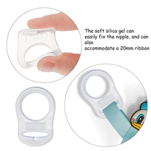 Carica l'immagine nel visualizzatore di Gallery, 4 Pcs Pulsante di Silicone Anello,Adattatore per Clip Supporto Porta Ciuccio, Anello Adattatore per Ciuccio, Anello Adat