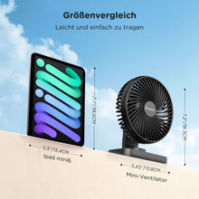 Carica l'immagine nel visualizzatore di Gallery, EasyAcc® Ventilatori da Tavolo a Batteria 4000mAh ricaricabile Silenzioso 4 Velocità Ventilatori da Tavolo Portatile USB-C/Copriventola Rimovibile/Display di Potenza a LED per Scrivania Casa Viaggi