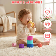 Carica l'immagine nel visualizzatore di Gallery, 7 Pezzi Cubi Impilabili Bambini Giocattoli per 3-6 Mesi, Montessori Costruzioni per Neonato 6-12 Mesi, Dentizione Neonat