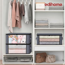 Carica l'immagine nel visualizzatore di Gallery, edihome, Scatole per Armadio, (3 unità), Contenitori Sottoletto, Salvaspazio, in Tessuto, Pieghevole, Scatole Vestiti Cambio Stagione (Grigio chiaro, Pack di 3)