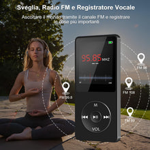 Carica l'immagine nel visualizzatore di Gallery, Lettore MP3 Bluetooth, 32GB Lettore MP4 Portatile HiFi Lossless Sound, MP3 Player Musicale Lettore con radio FM/Registratore Vocale/Video/E-Book, Suppota TF Fino a 128G (Cuffie Incluse)