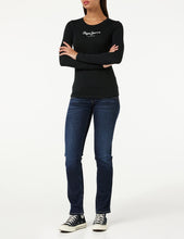Carica l'immagine nel visualizzatore di Gallery, Pepe Jeans New Virginia Maglietta per Donna Slim Fit Maniche Lunghe, Nera, S