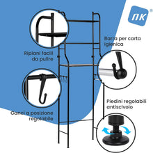 Carica l'immagine nel visualizzatore di Gallery, NK Scaffale da Bagno su WC - 153x47x26cm (Nero)