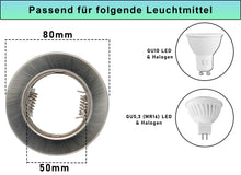 Carica l'immagine nel visualizzatore di Gallery, JungesLicht Set di 3 faretti da incasso spazzolati con attacco in ceramica GU5.3 MR16, diametro esterno 80 mm, diametro 