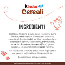 Carica l&#39;immagine nel visualizzatore di Gallery, Kinder Cereali, 9 Tavolette di Cioccolato Puro Cacao, Snack Dolce Ripieno al Latte e 5 Cereali Soffiati e Tostati, 211.5 gr
