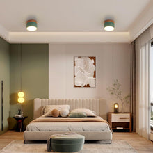 Carica l'immagine nel visualizzatore di Gallery, Plafoniera LED, faretto decorativo in legno montato su superficie, mini plafoniera rotonda verde, bianco caldo 3000K, 12