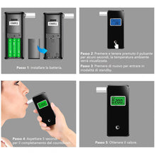 Carica l'immagine nel visualizzatore di Gallery, Etilometro Portatile Certificato, Professionale Digitale Alcol Test con Display LCD Blu Digitale, Etilometro Portatile P