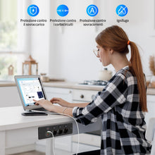 Carica l'immagine nel visualizzatore di Gallery, Ciabatta Elettrica Incassato da Tavolo, Ciabatta Multipresa con 3 Prese, 2 USB A+2 USB C, 3 Interruttori Separati per Ta