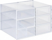 Carica l'immagine nel visualizzatore di Gallery, Relaxdays Set 6 Scatole per Scarpe e Stivali fino N. 44,5, Box Organizer Impilabili e Pieghevoli, Plastica, Trasparente