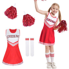 Carica l'immagine nel visualizzatore di Gallery, DAZZTIME Disfraz de Animadora para Mujer,Disfraz de Animadora para Niñas-120 Cm,Uniforme de Cheerleader con Pompones y C