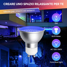 Carica l'immagine nel visualizzatore di Gallery, Bonlux GU10 Lampadine LED Blu, 5W GU10 Luce Spot Colorata blu AC 220-240V 120 Gradi Angolo di Fascio 50W MR16 GU10 Sosti