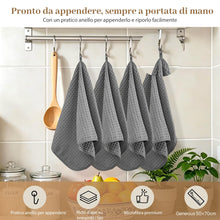 Carica l'immagine nel visualizzatore di Gallery, Zindoo 4 Pezzi Strofinacci Cucina Microfibra 40x40 cm Grigio