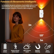Carica l'immagine nel visualizzatore di Gallery, 2 pezzi Lampada da parete intelligent, Applique da Parete LED Ricaricabili, Sensore di Movimento per Luci e Batteria Dim