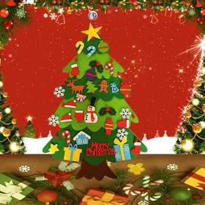 Albero Di Natale In Feltro 3D NEWUPZSI – 75 Cm Con 29 Decorazioni Staccabili E Velcro, Fai Da Te Per Parete, Regalo Creativo Per Bambini