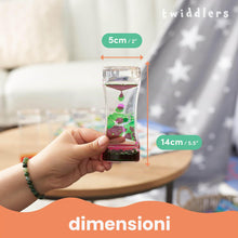 Carica l'immagine nel visualizzatore di Gallery, THE TWIDDLERS - Clessidra sensoriale con timer di movimento per liquidi rosa e verdi, 14 cm - Lampada lavica a bolle d'a