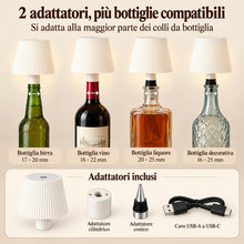Carica l'immagine nel visualizzatore di Gallery, Lampada per Bottiglia LED Senza Fili Ricaricabile, Paralume per Bottiglia con 2 Adattatori Universali, Lampada Tappo Bot