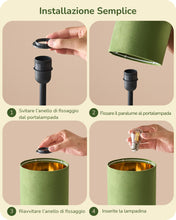 Carica l'immagine nel visualizzatore di Gallery, EDISHINE Lampada da Comodino, Paralume in Velluto, Base Metallo, Verde
