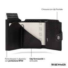 Carica l&#39;immagine nel visualizzatore di Gallery, BEWMER Porta Carte di Credito 2 | Portafoglio Slim da Uomo e Donna con Rfid Protection Anticlonazione | Porta Tessere e Soldi con Portamonete (Nero Carbon)