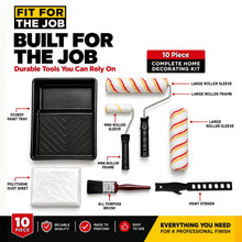 Carica l'immagine nel visualizzatore di Gallery, Fit For The Job Kit di decorazioni per la casa da 10 pezzi, vassoio per pittura e set di rulli con pennello, telo antipo
